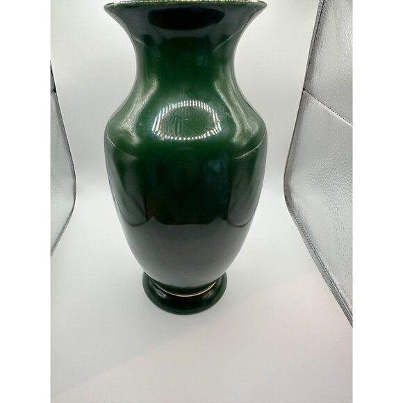 Vintage French Limoge Green Porcelain Vase With Classical Renaissance Courting - Picture 6 of 10